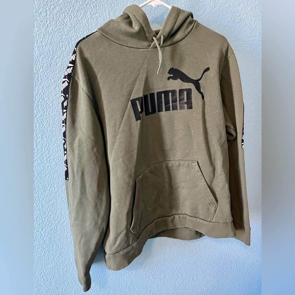 Men’s Puma hoodie size L - Olive Green